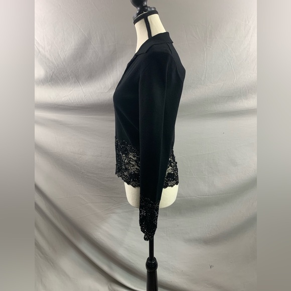 Black Sweater With Lace And Sequins Insert - Picture 2 of 6